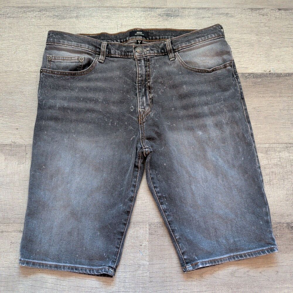 True Religion Men's Rocco Relaxed Skinny Denim Shorts Grey Wash Size 36
